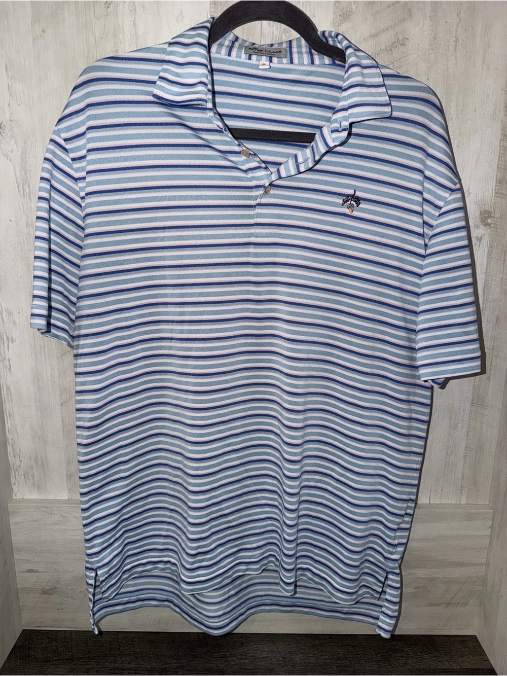 Peter Millar Striped Polo in Light Blue, Pink, Navy & White - Summer Comfort